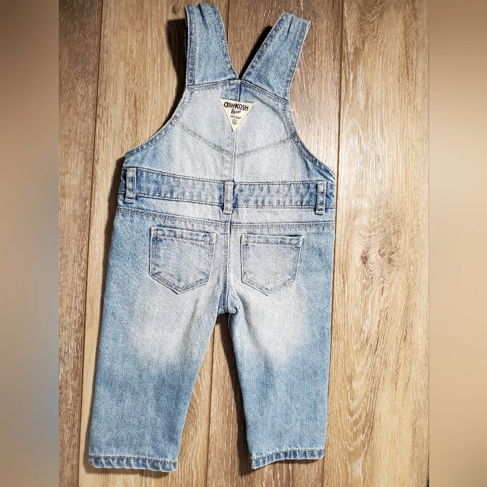 OshKosh B'gosh Blue Denim Distressed Overalls for Baby Size 6M
